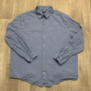 Mens Express 1MX‎ Slim Stripe Button Up Business Casual Shirt